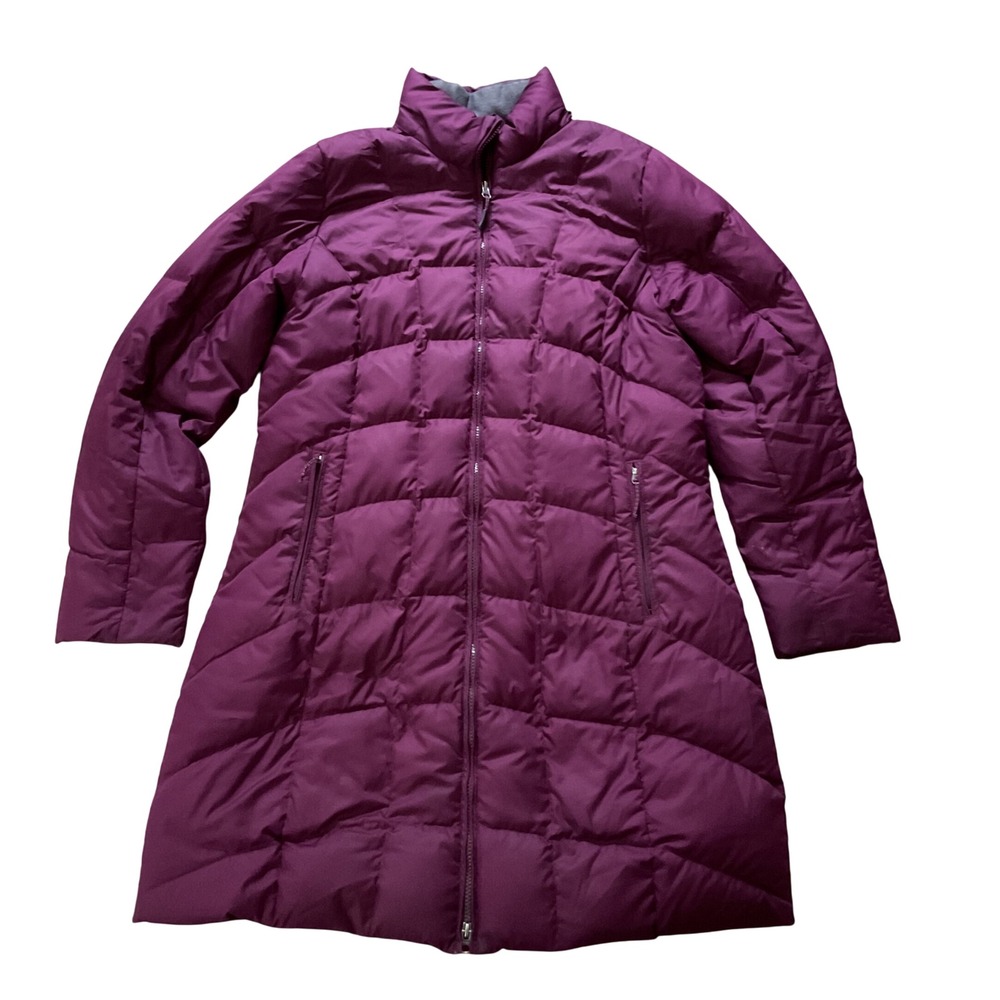 Eddie Bauer Womens Plum Purple Quilted Down Puffer Parka Jacket Large